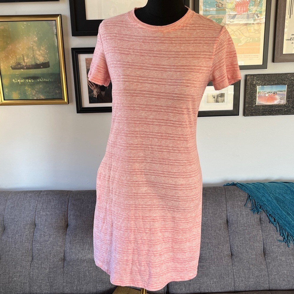 Purnell Pink Striped Short Sleeve Dress with pocket size 6